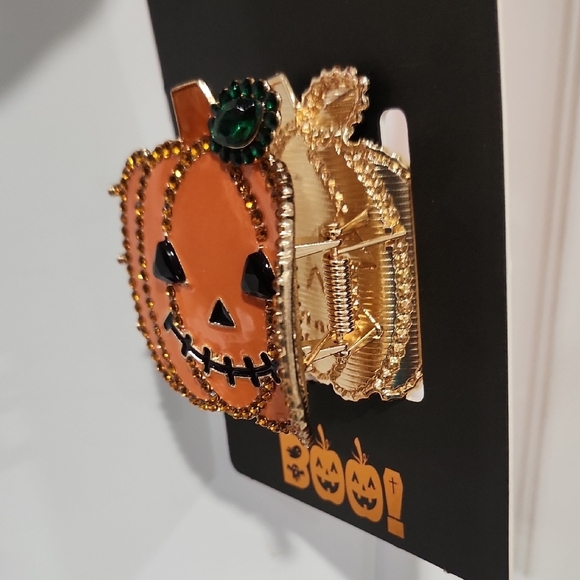 🔹️Piper K  🔹️Orange Pumpkin  Boo Metal Halloween Hair Clip - Picture 4 of 4